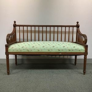 Louis XVI-style Carved and Upholstered Fruitwood Settee