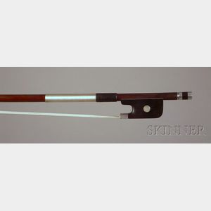 French Silver Mounted Violoncello Bow, Eugene Sartory, c. 1930
