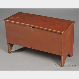 Red-painted Poplar Child's Six-board Chest