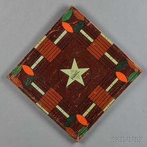 Polychrome Painted Parcheesi Game Board