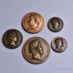 Five Napoleon Bronze and Copper Medal Restrikes