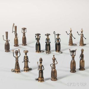 Fourteen Hans Teppich Brass Figures