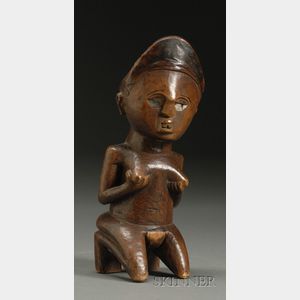 African Carved Wood Female Figure