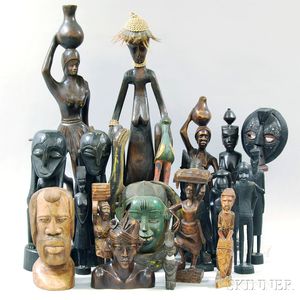 Group of Carved Wood Mostly African Figures