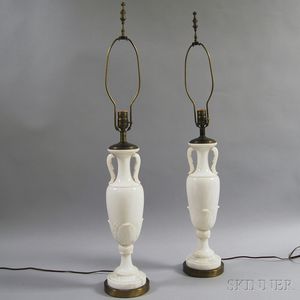 Pair of Glass Urn-form Lamps