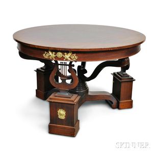 Empire-style Mahogany Dining Table with Lyre Base
