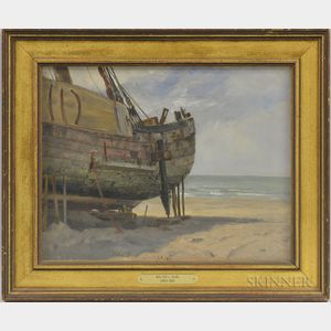 Walter Lofthouse Dean (American, 1854-1912) Under Repair--Boat on the Beach
