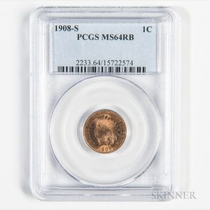 1908-S Indian Head Cent, PCGS MS64RB. 