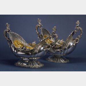 Pair of Large Baroque-style Sterling Wine Coolers