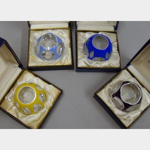 Four Baccarat Sulfide Overlay Paperweights