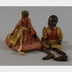 Two Small Folk Art Black Doll Figures