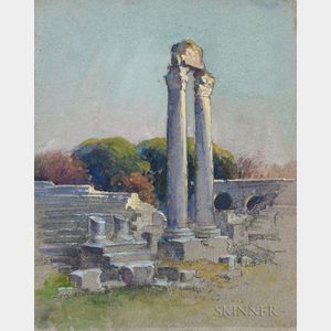 Mabel May Woodward (American, 1877-1945) Two Watercolors: Gothic Ruins