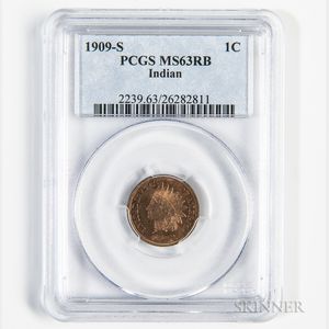 1909-S Indian Head Cent, PCGS MS63RB. 