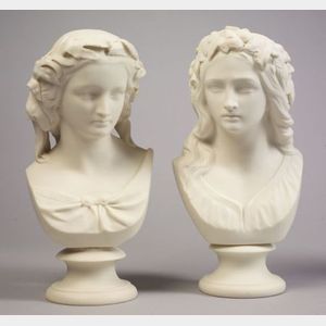 Pair of Copeland Parian Busts