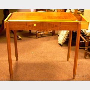 French Art Deco Veneered Two-Drawer Library Table.