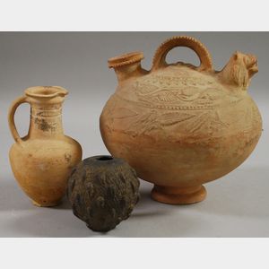 Three Rustic Pottery Vessels