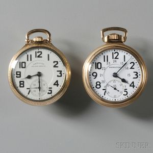 Two Hamilton Model 992B Gold-filled Open Face Watches