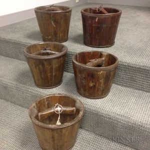 Five Wooden Well Buckets