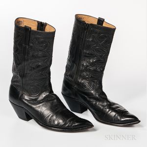 Pair of Black Leather Nudie Cowboy Boots