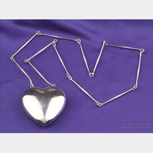 Sterling Silver "Puffed Heart" Pendant Necklace, Georg Jensen