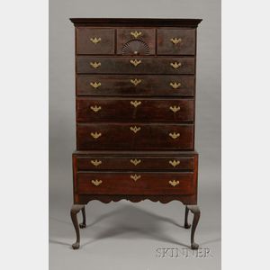 Queen Anne Cherry Carved High Chest of Drawers