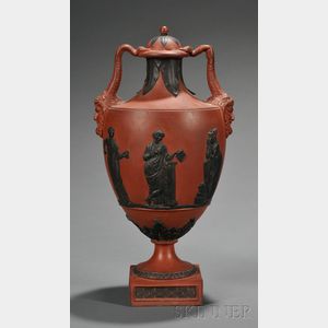 Wedgwood Rosso Antico Two Handled Vase and Cover