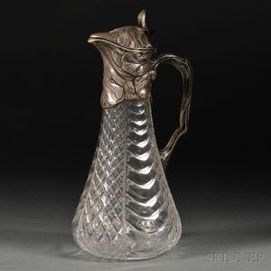 Cut Glass and .800 Silver Wine Ewer
