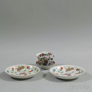 Pair of Chinese Famille Rose Dishes and a Cup and Saucer