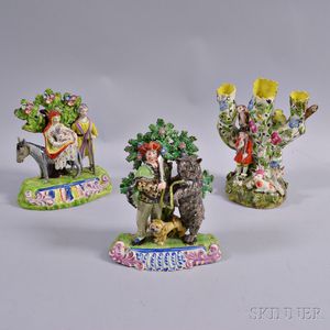 Three Staffordshire Ceramic Bocage Figures
