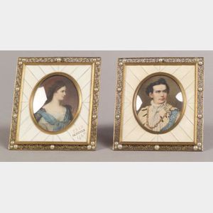 Two Miniatures on Ivory of European Royalty
