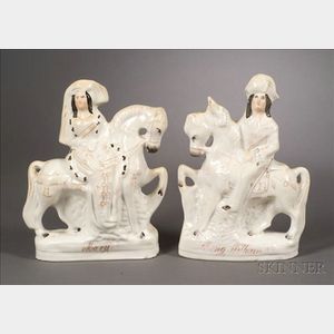 Two Staffordshire Royalty Figures on Horseback