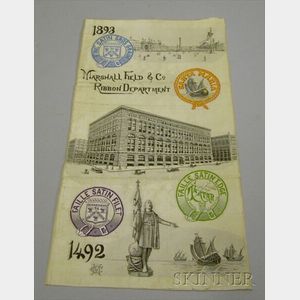 Marshall Field & Co. Jacquard Woven Silk 1893 World's Columbian Exposition Souvenir/Promotional Ribbon