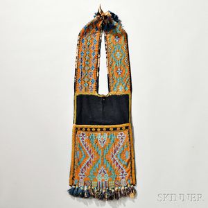 Chippewa Loom-beaded Cloth Bandolier Bag