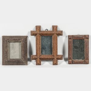 Three Small Tramp Art Mirrors