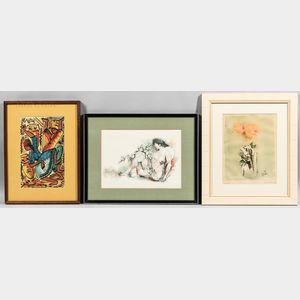 Three Framed Works on Paper: Duclavier Georges (Haitian, 20th Century),Haitian Dancers