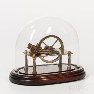 Miniature Lacquered Brass Stationary Engine
