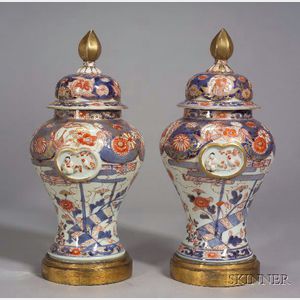 Pair of Imari Covered Jars