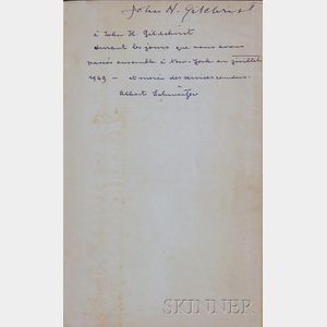 Schweitzer, Albert (1875-1965),Signed Presentation Copy