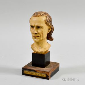 Painted and Carved Composite Bust of James K. Polk