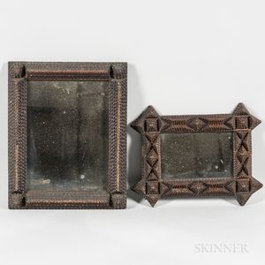 Two Small Tramp Art Mirrors
