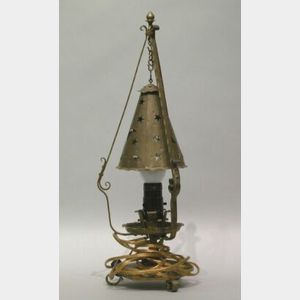 J. F. Palmborg Arts & Crafts Hammered Brass Candle Lamp