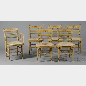 Set of Six Fancy-painted Chairs