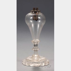 Colorless Free-blown Glass Bulb Lamp with Pressed Cup Plate Base