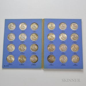 Complete Set of Mostly Uncirculated Franklin Half Dollars. 