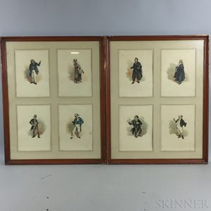 Six Framed Joseph Clayton Clark Lithographs of Dickens Characters
