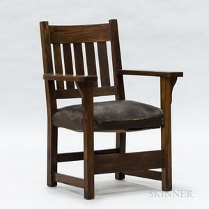 Arts and Crafts Oak Armchair