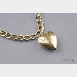 14kt Gold Heart Charm Bracelet