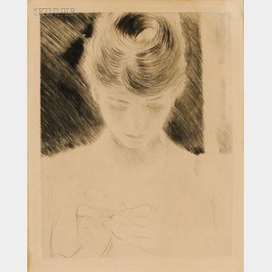 Paul César Helleu (French, 1859-1927) Woman Threading a Needle