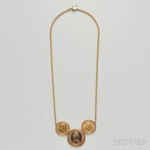 Gold Coin-mounted Necklace