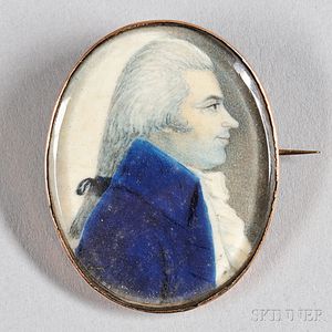 American School, Late 18th Century Profile Portrait Miniature of a Gentleman.